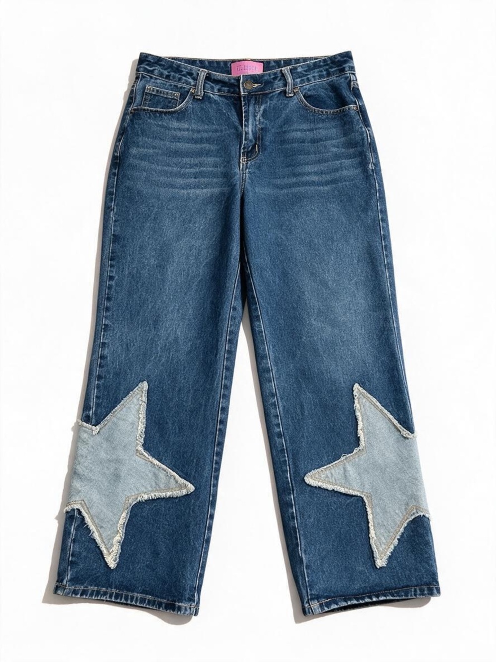 Telepatia Wide Leg High-Rise Star Applique Denim Jeans Size 11/30